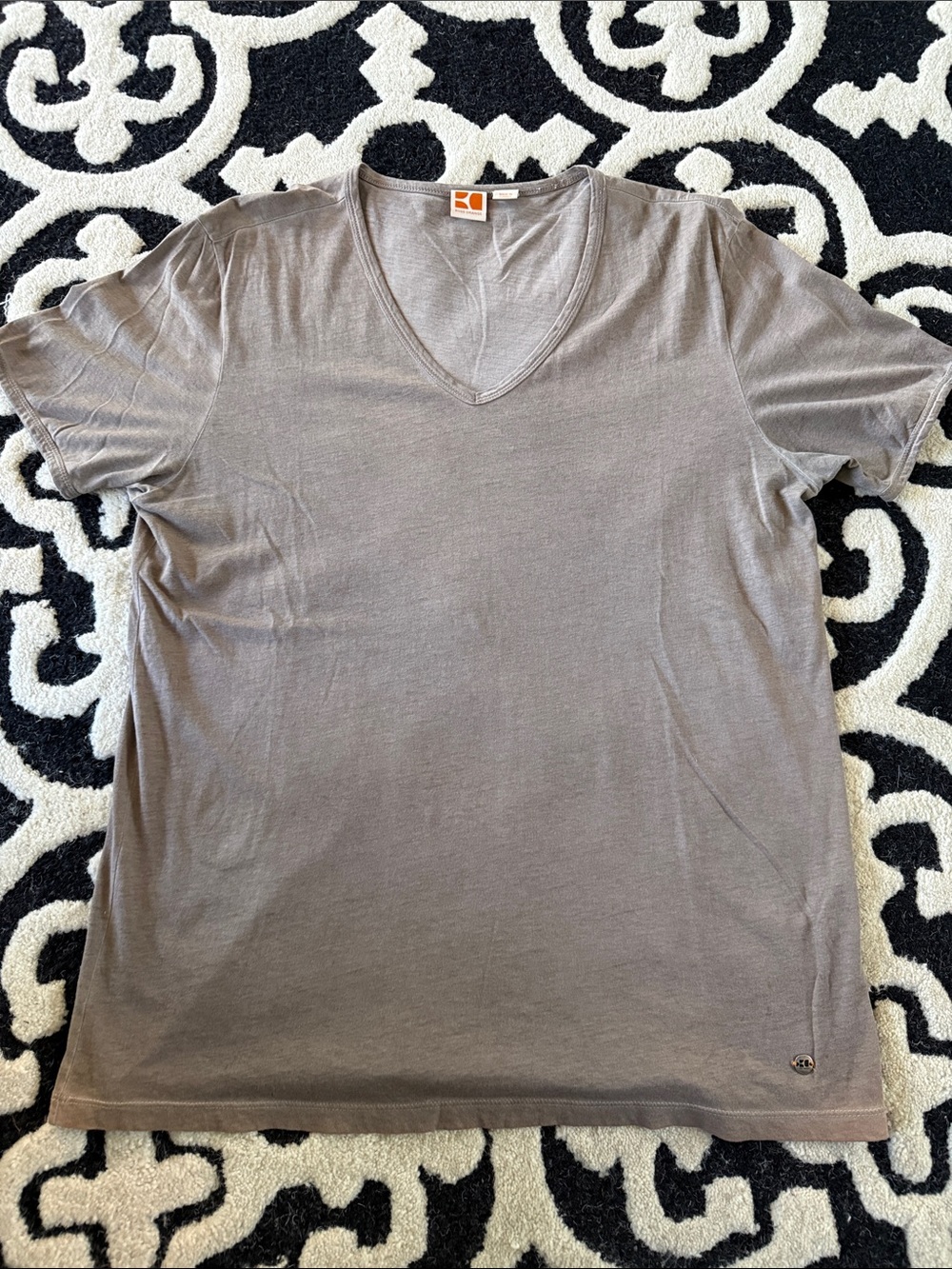 Mens Hugo Boss ( Orange)Casual V-Neck T Shirt